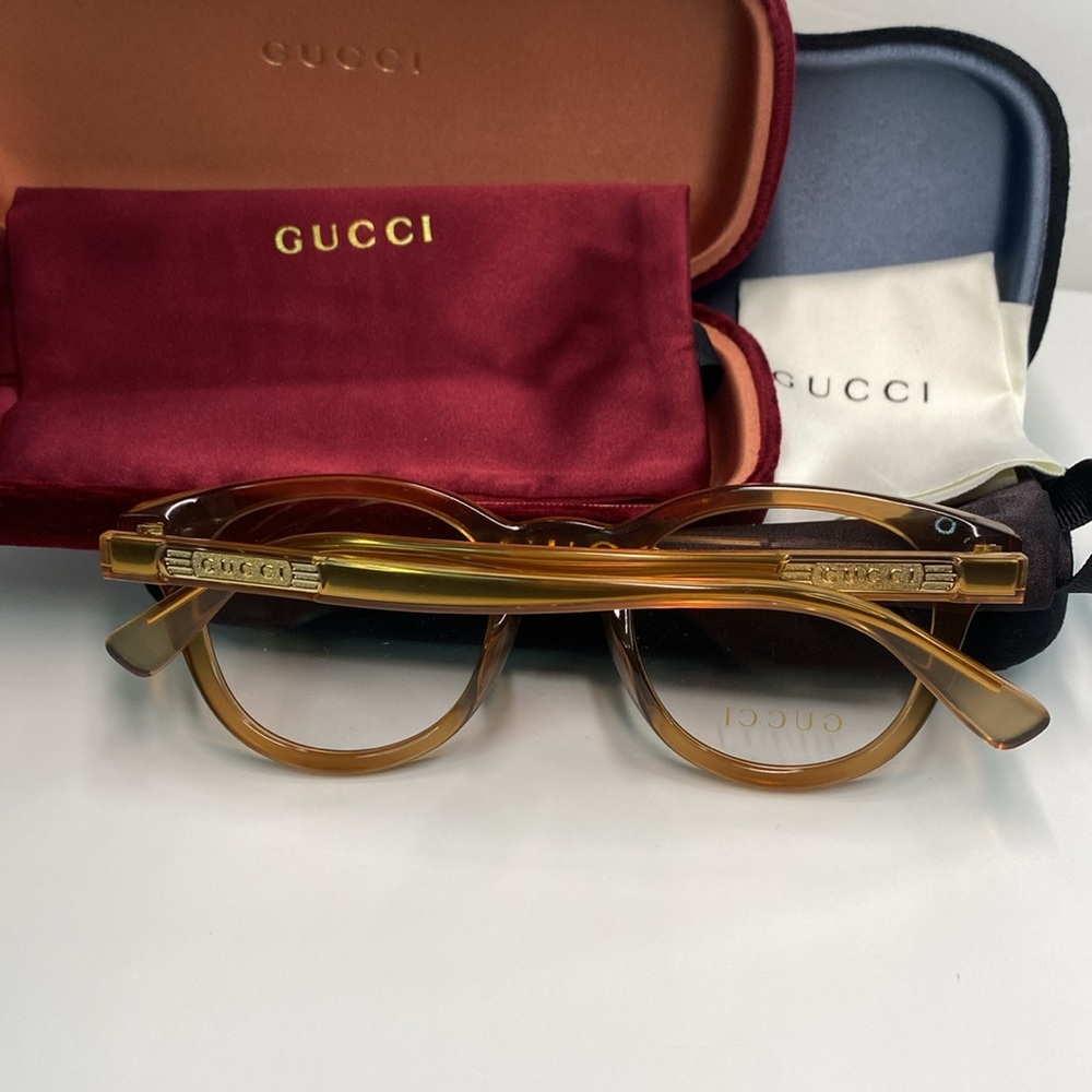 New Authentic Gucci™ - GG0937O 003 Orange Transparent Eyeglasses - Picture 9 of 10